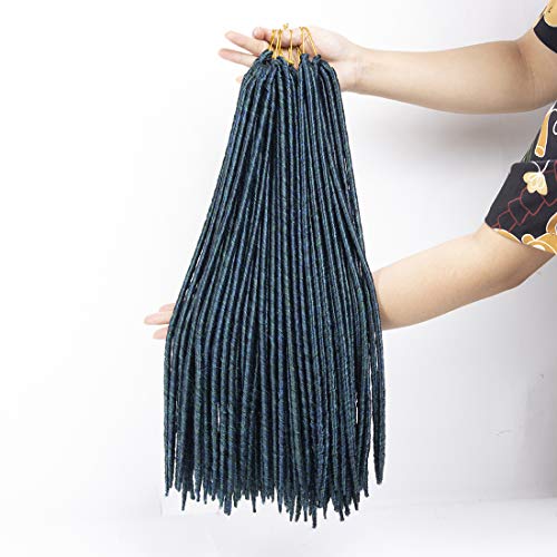 Green Faux Locs Crochet Hair Extensions Syntheic Crochet Braids Hair Dreadlocks Braiding Hair Goddess Locs (18 Inch, Green Faux Locs)