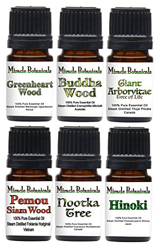 Miracle Botanicals Exotic Wood Essential Oil Set - 100% Pure Therapeutic Grade - (6)5ml