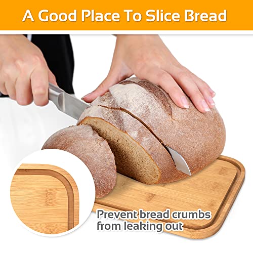 Alhom Bread Box/Keeper/Holder/Bin For Kitchen Counter, Countertop,Corner With Bamboo Cutting Board Lid, Metal, Rustic, Vintage,Farmhouse Style #TOP2