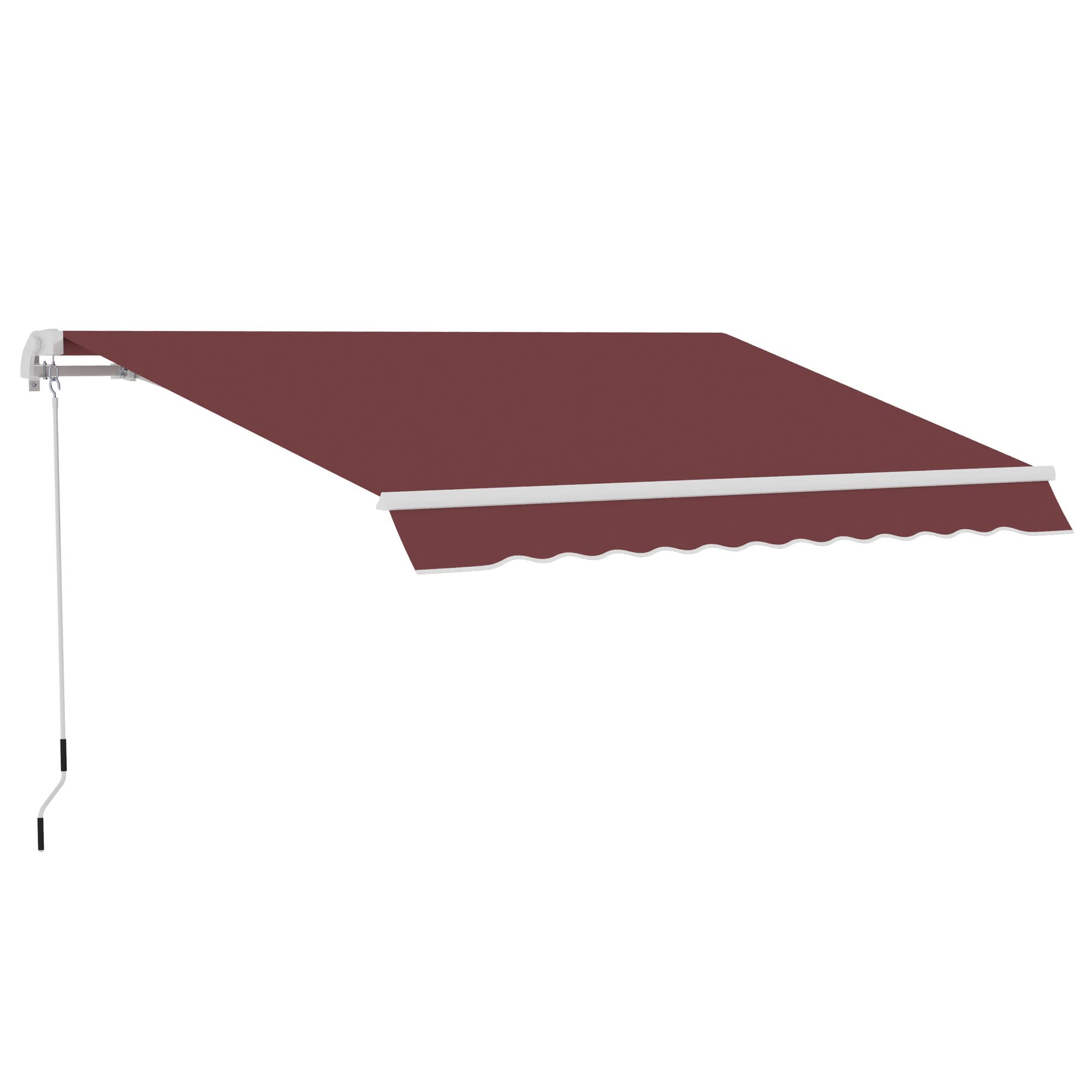 Outsunny Toldo Manual Retráctil 350x250 cm, Toldo Exterior Terraza con Ángulo Ajustable, Brazo Articulado, Montaje a Pared, Estructura de Aluminio, Anti-​UV e Impermeable, para Jardín, Rojo Vino