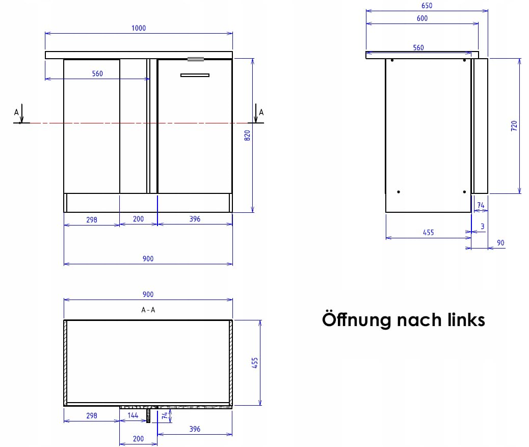 Blinder Eckschrank mit Arbeitsplatte - Universell - für Küche, Selbstmontage - 100 cm Breite, 60 cm Tiefe - MDF Front - Sonoma Eiche - Ideal für Stauraum und funktionale Küchengestaltung