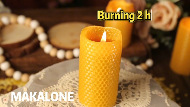 Image of Beeswax Pillar Candles,Non-Toxic Honeycomb Bees Wax Candle for Home,Yellow | 2x4 inch,3 Pack,60 H long clean Burning,100% Pure,natural unscented,smokeless,candle for home,emergency,prayer,dinner
