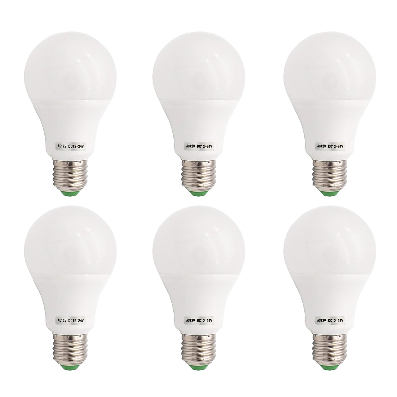 GRV E27 żarówka LED bez możliwości ściemniania 15-5730 SMD 7 W termiczna plastikowa lampka 60 W odpowiednik AC 12 V DC 12-24 V zimna biel opakowanie 6 szt.
