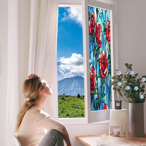 Vinilo decorativo película de ventana rosa elegante miniatura 4