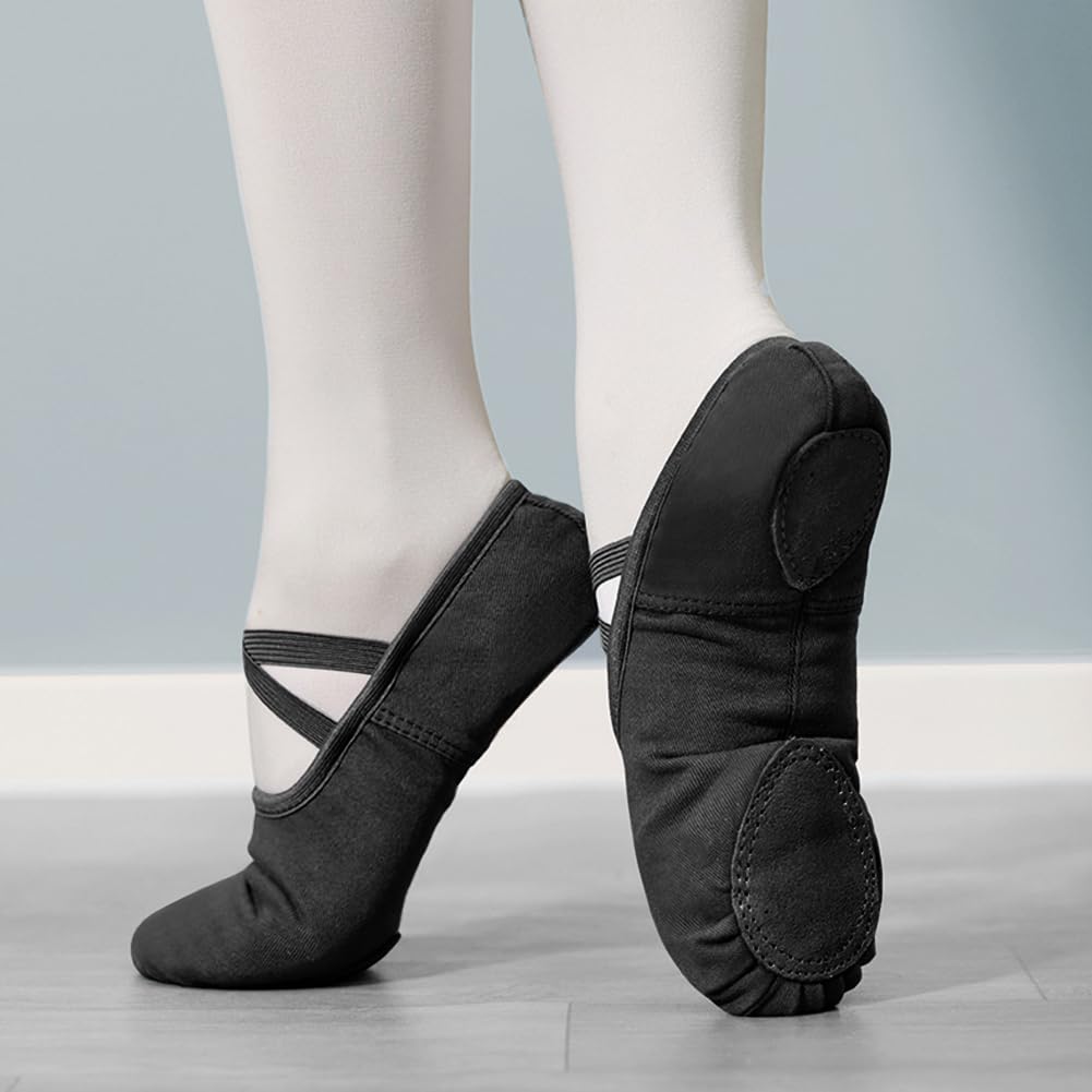 flintronic Zapatillas de Ballet, Suela Partida de Cuero Calzado de Danza, Zapatillas de Ballet Canvas Dance Zapatos Split, Transpirable Zapatos de Ballet Zapatillas de Ballet, para Niña y Mujer