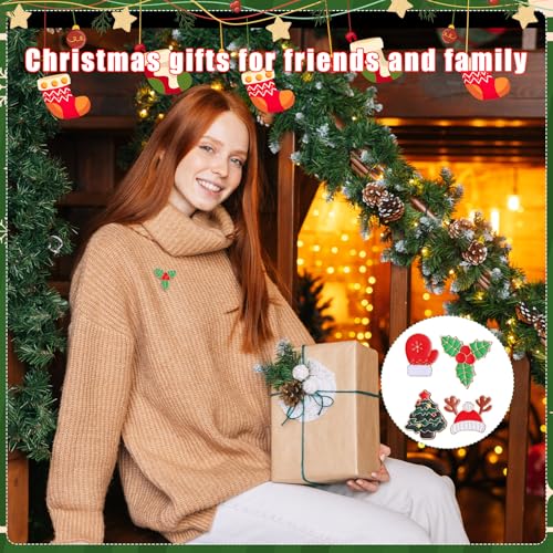 Image of Giegxin 40 Pcs Christmas Enamel Pins Bulk Mixed Enamel Brooch Pin Set Christmas Tree Snowman Snowflake Santa Xmas Lapel Brooch Pins Cute Holiday Cartoon Backpack Pin Badge for Women