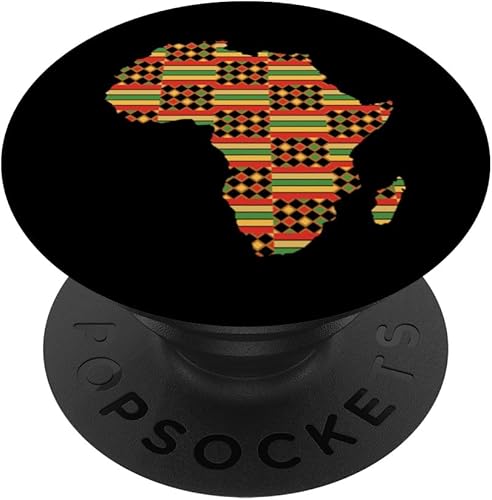 Kente African Pride Traditional Ethnic Pattern Africa Map PopSockets Standard PopGrip