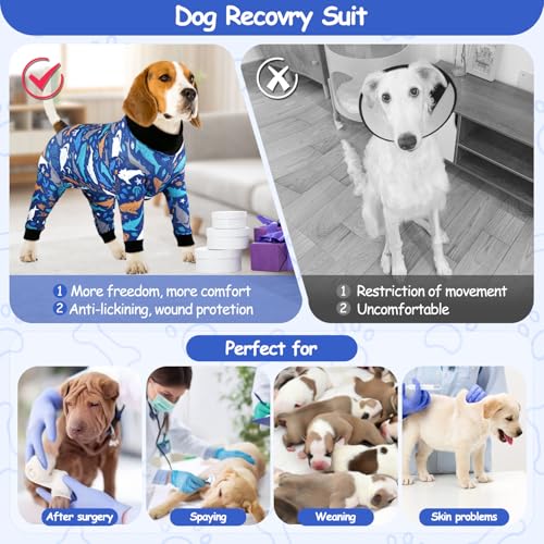 Image of Etdane Dog Surgery Suit Recovery Suit for Dogs Female Spay, Male Neuter Dog Onesie After Surgery Surgical Bodysuits Anti Shedding Suit Sharks /XS