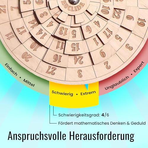 Logica Spiele Art. Euklid - Unglaubliches Mathematisches Denkspiel aus Holz - Schwierigkeit 4/6 Extrem - Knobelspiel - Geduldspiel