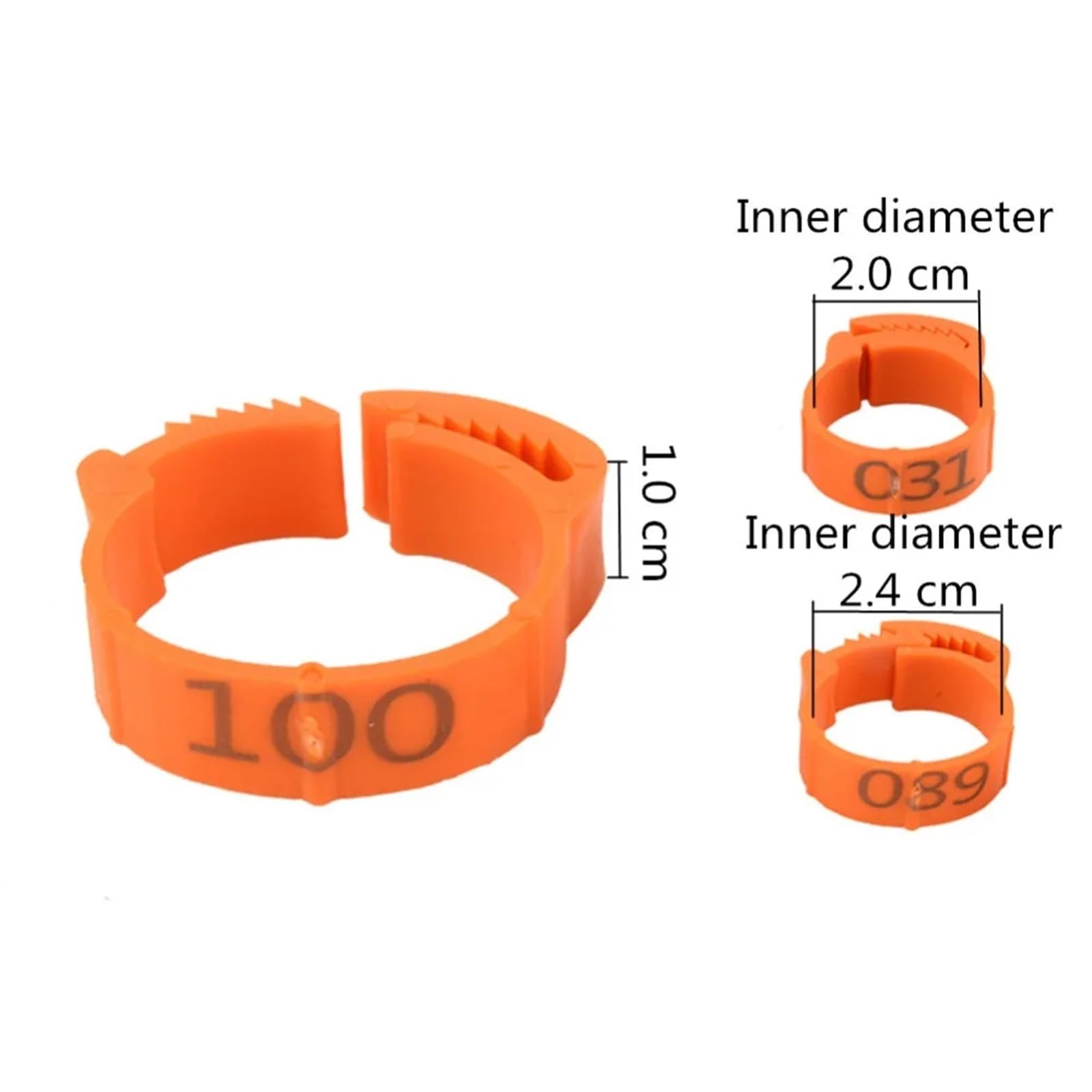Bague Poule Lot de 100 anneaux for pattes de poulet, taille réglable, étiquette numérique, 6 couleurs, en plastique, for poussins, canards, oies, équipement agricole(Yellow)