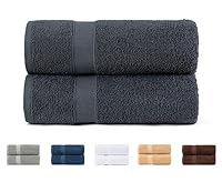 Todocama 2 Duschtücher, 100% Baumwolle, 550 g/m², extra weich, sehr saugfähig und schnell trocknend, Maße 70 x 140 cm, Dunkelgrau