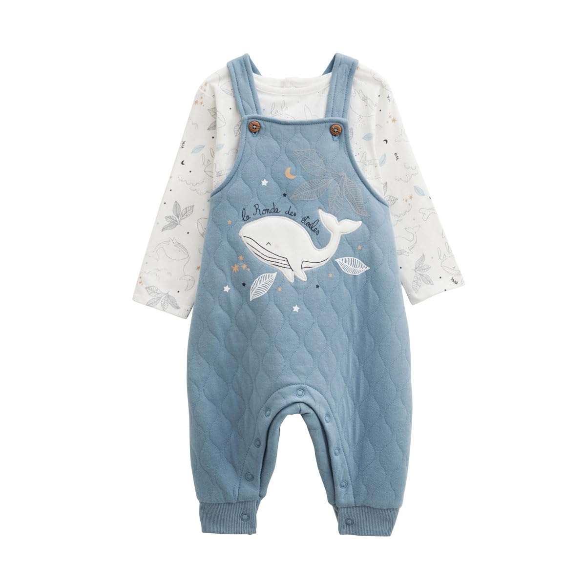 Petit Béguin - Ensemble salopette bébé en coton matelassé et t-shirt Petite Balade