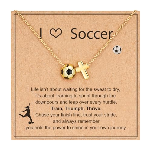 Pavkki Soccer Necklace Gifts Cross Necklace Stuff Accessories Sports Jewelry Religious Christian Team Women Mom Coach Player Easter Basket Stuffers