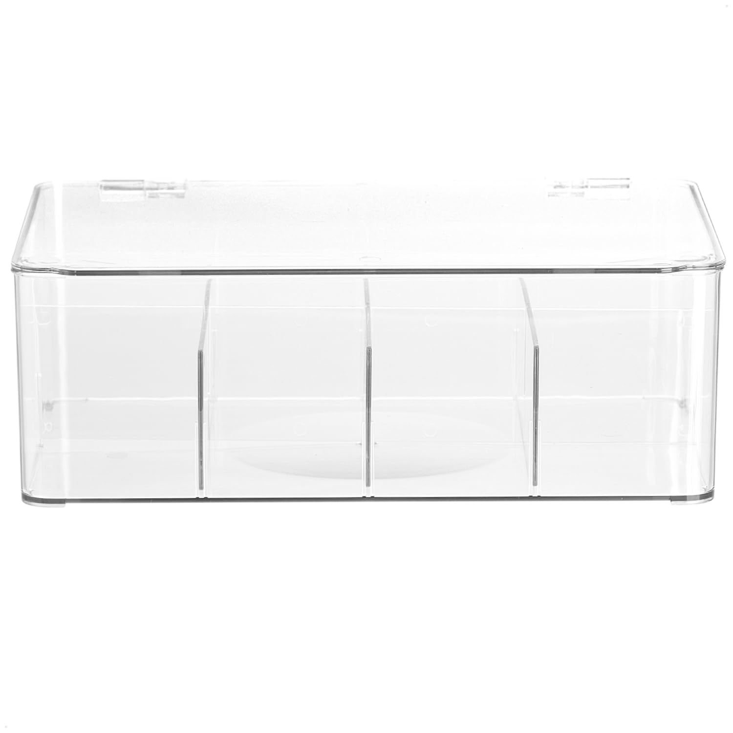 com-four® a herbate Premium z 8 przegródkami i pokrywka na zawiasach | pudelko na torebki herbaty, saszetki z kawa, skladniki do pieczenia - organizer na bizuterie