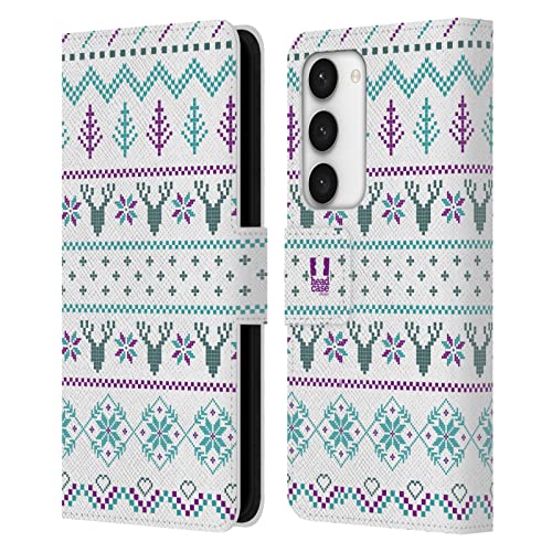 Étui portefeuille en cuir Samsung S23 5G Head Case Designs bleu violet Noël
