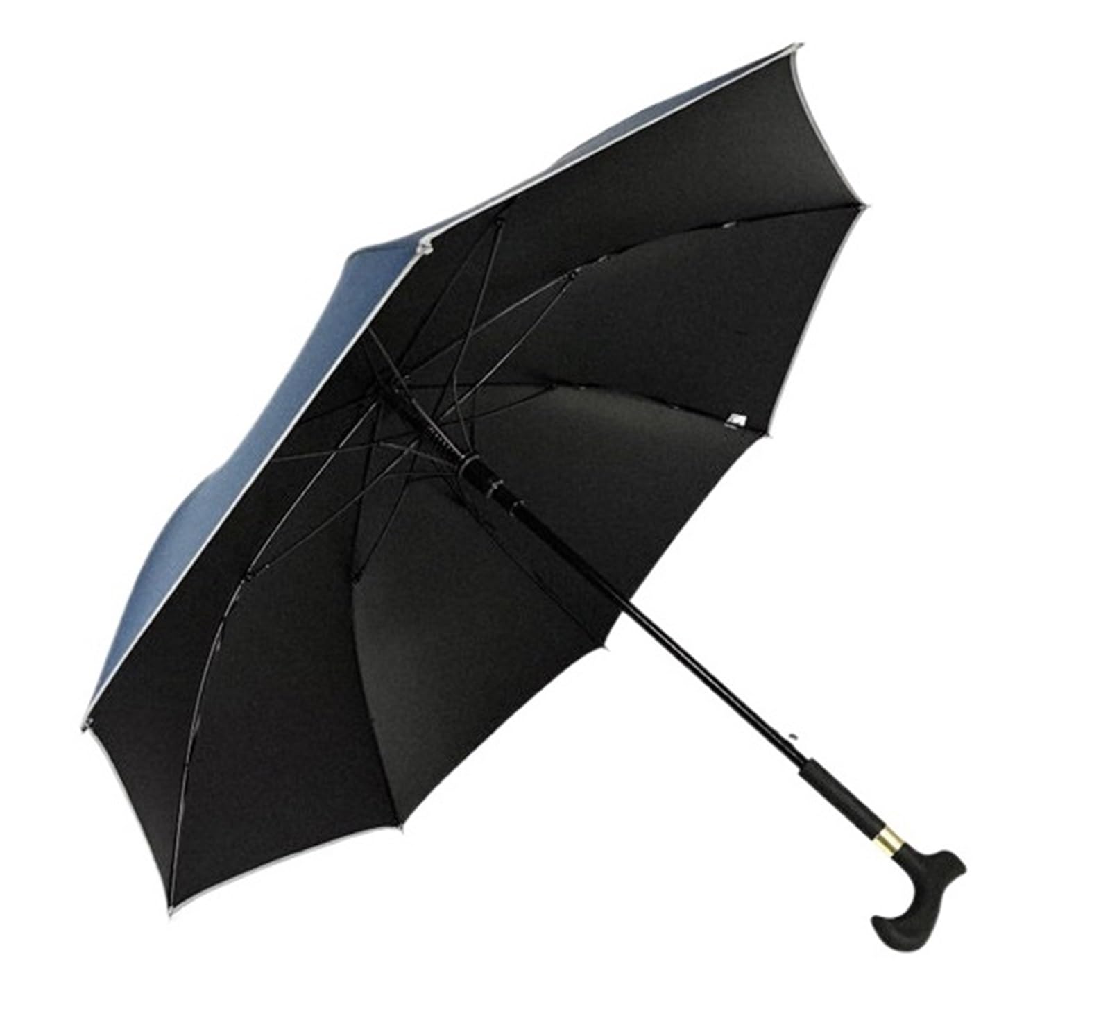 Regulowany parasol 2 w 1, dla mężczyzn i kobiet, antypoślizgowy i wiatroszczelny parasol do chodzenia, dla seniorów, wędrówek i podróży, solidna aluminiowa konstrukcja (D)