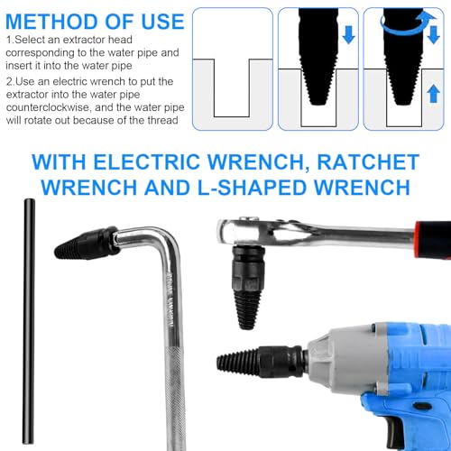 Schraubenausdreher, Hochpräzises Feinzahngewinde, 1/2 Zoll Rohrschraubenausdreher, Robust und Langlebig, Zum Entfernen Beschädigter Schrauben und Reparieren von Rohrgewindeverbindungen (Schwarz)