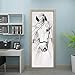 YMYGO Sticker Porte Effet 3D Art abstrait animal cheval blanc Stickers Porte Poster 3D Papier Peint Porte Trompe l'oeil pour Salon Chambre Décoration De La Maison Stickers Muraux Imperméable 77x200cm