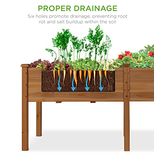 Best Choice Products 72x23x30in Raised Garden Bed, Elevated Wood Planter Box Stand for Backyard, Patio, Balcony w/Divider Panel, 6 Legs, 300lb Capacity - Acorn Brown - Image 4