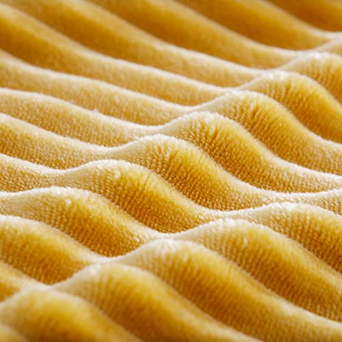 Sochow Sherpa Fleece Throw Blanket, Super Soft Fluffy Warm Stripe Plush Blanket For Sofa Couch Bed 50 X 60 Inches, Mustard Yellow #TOP4