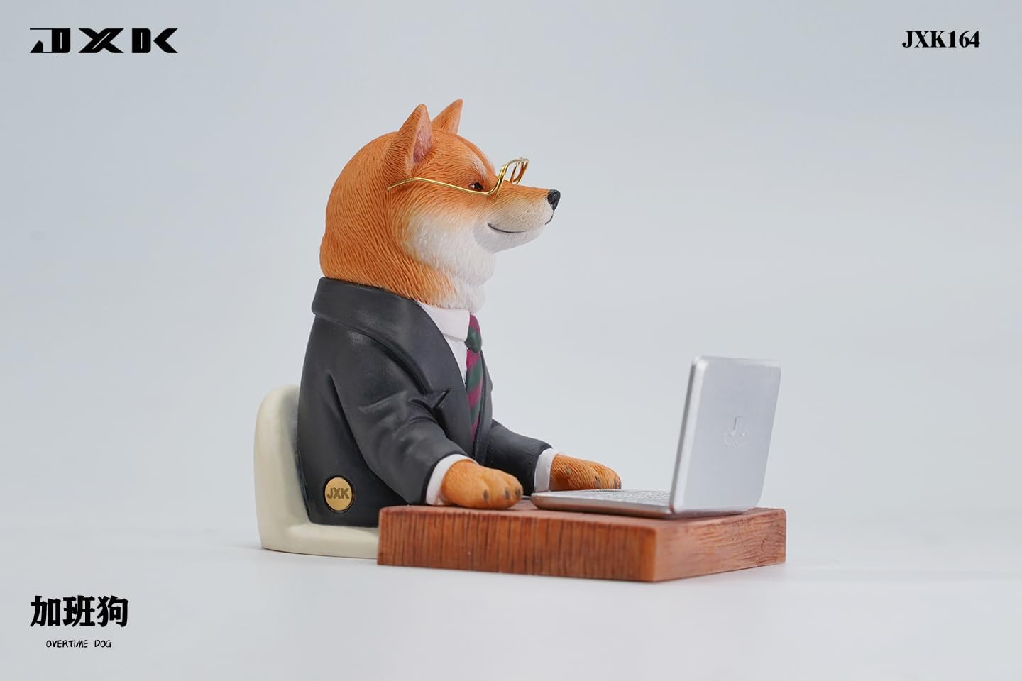 1:6 Scale Shiba Inu Working Overtime Dog Model Resin Pet Animal Figure Collector Realistic Scene Decor Gift for Adult