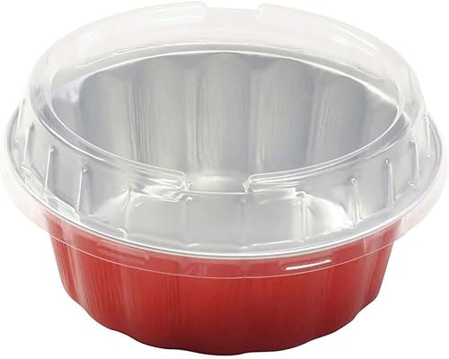KitchenDance - Moldes desechables de aluminio de colores de 8 onzas para tartas individuales, sartenes para postres, opciones de color y tapa #A8