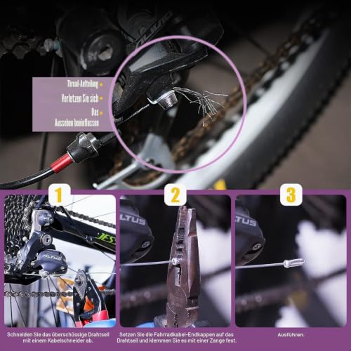 Swpeet 121 Stück robuste Kabelschneider, Drahtseil, Edelstahl, Flugzeuge bis zu 5/32 Zoll mit 6 Farben, Aluminiumlegierung, Sortimentskit, Fahrradbremskabelkappen für Fahrräder und Fahrräder