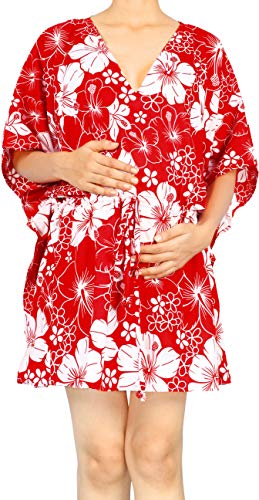 LA LEELA Women's Beachwear Swimsuit Coverups for Women Summer Swim Beach Dress Cover Ups for Swimwear Women Plus Size Party Bathing Suit 3X-4X Red_AC867