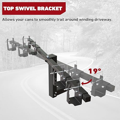 Image of ELITEWILL Dual Trash Can Hauler,Wheeled Garbage Can Towing Trailer Hitch Outdoor Trash Can Transporter Hauling Hitch Carrier Fit for Truck /Golf Cart /ATV /UTV with 2 inch Receiver