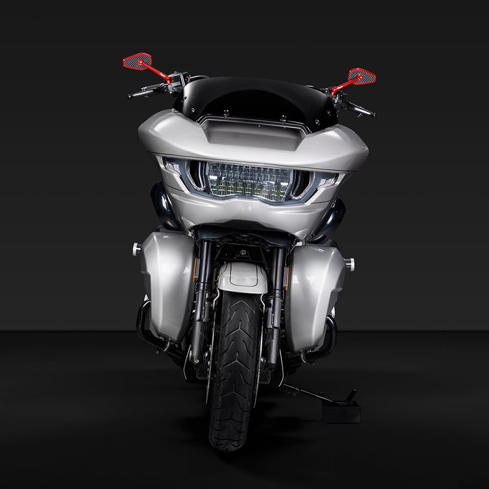 Advanblack Axion Performance Style Mirrors Harley Motorcycle Rear View Mirrors Compatible with Sportster Softail Road Glide Electra Street Glide King Dyna Ultra V-rod Indian (Red)