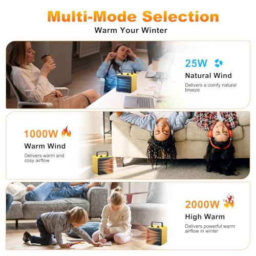 DAHTEC 2000W Portable Ceramic Fan Heater - Fast Heating & Energy Efficient - Electric Space Heaters - Overheat Protection - Ideal for Home & Office - Image 3