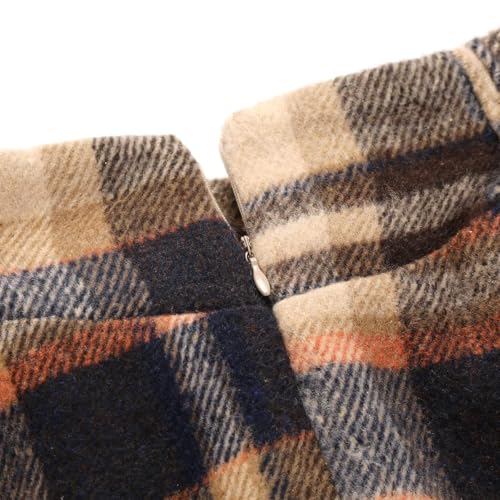 Image of IDEALSANXUN Women's Fall Winter High Waisted Wool Plaid A-line Long Skirt