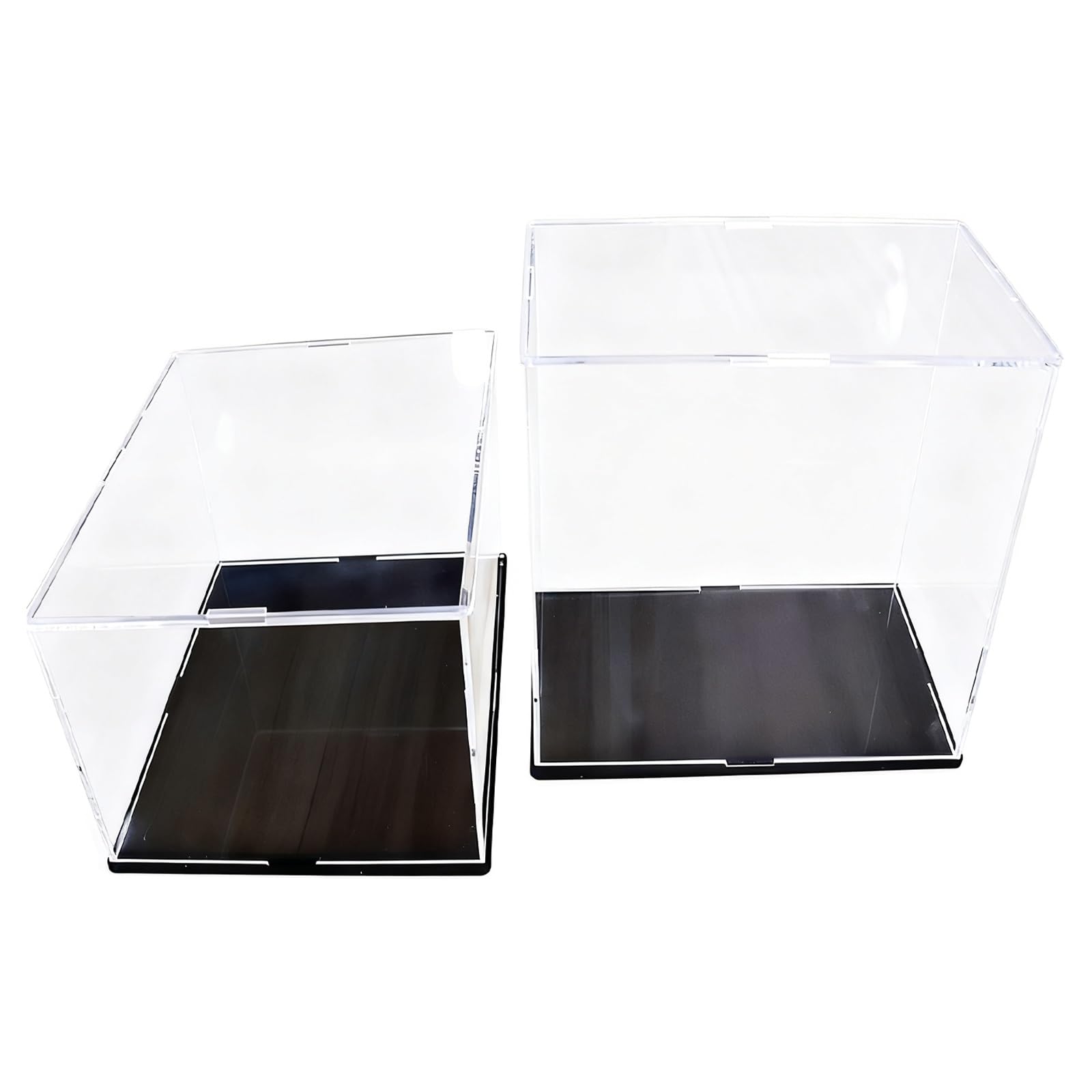 Vitrina Transparente de Acrílico – Caja de Protección Antipolvo para Montar – Cubo Expositor para Figuras de Colección Juguetes Modelos Coches – Multiusos(Negro,H30cm,L25xW15cm)