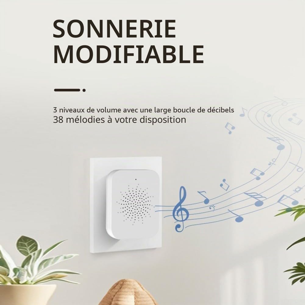 Caméra de sonnette sans fil solaire avec couvercle étanche, interphone vidéo 1080p, vision nocturne, détection de mouvement PIR pour appareils intelligents Tuya (blanc)