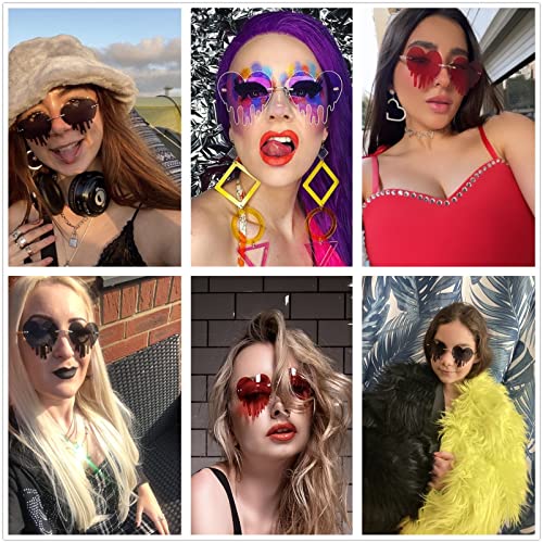LASPOR Melting Heart Sunglasses for Women Men Rimless Love Dripping Party Glasses Gold Metal Frameless Tear Drop Eyewear3