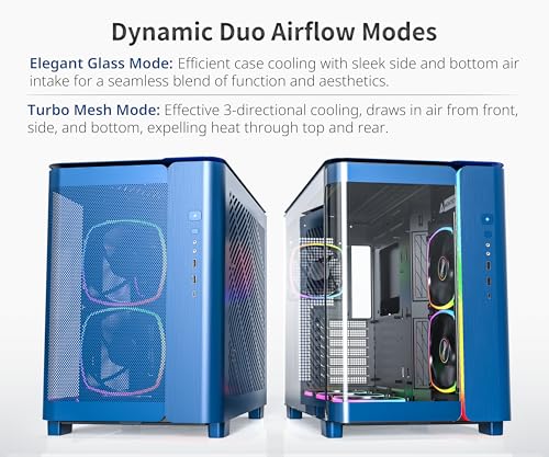 Image of MONTECH King 95 PRO Panoramic ATX Mid-Tower PC Case, 6 ARGB Fans, Blue | 420mm GPU Support, 360mm Radiator Support, Dual-Chamber, Curved Tempered Glass, High Airflow, USB-C, Tool-Free Panels