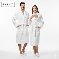 BIOLINEN 100% Combed Cotton Terry Shawl Collar Bathrobe & Matching Slippers - Unisex Spa Luxury Robe Set
