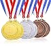 Caydo 6 Pieces Gold Silver Bronze Award Medals - Olympic Style Winner Medals Gold Silver Bronze with Ribbon