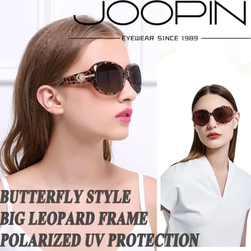 Joopin Oversized Black & Leopard Sunglasses Bundle, Retro Jackie Shades for Women Ladies Trendy Sun Glasses Polarized UV Protection Shady Rays3