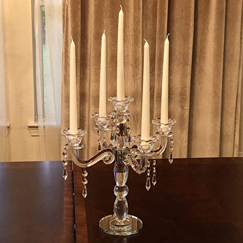 Image of Allgala Crystal Candle Holder 5-Arm Taper Candlestick Crystal Candelabra - Centerpiece for Home Wedding Event and Party Festival