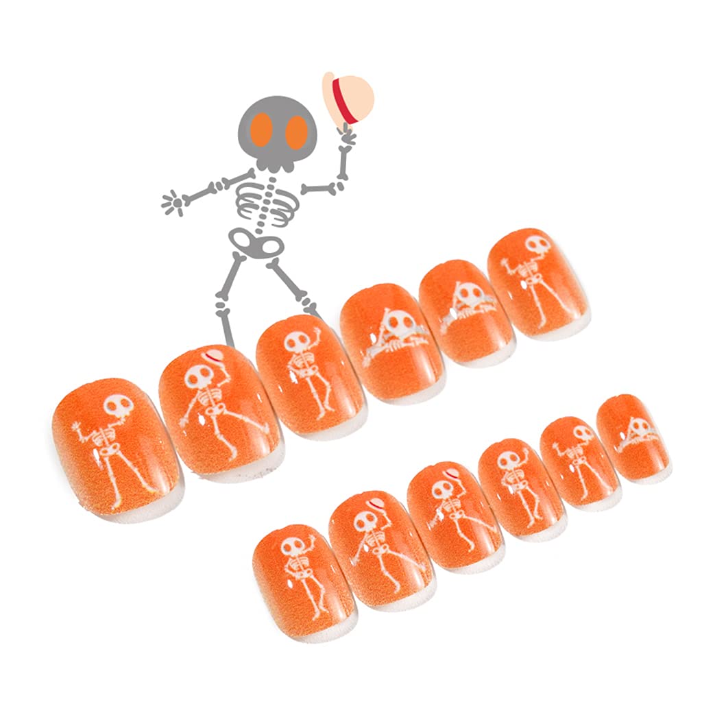 Halloween For Cat Witch Broom Press On Nails Child Adult Wearable Press On Short Square Nails Full Cover Pres