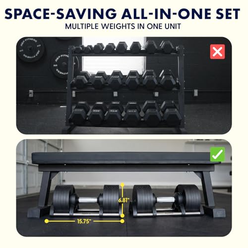 Image of SQUATZ Adjustable Dumbbells with Quick Weight Change, Space-Saving Dumbbell Set with Anti‑Slip Handle, Secure Locking System, Heavy‑Duty Plates & Base for Home Workout and Strength Training