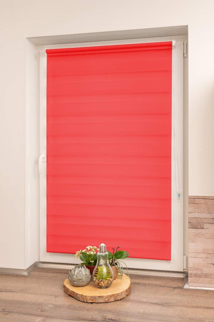 Khome K-Home Klemmfix Doppelrollo Madrid ohne Bohren Rot 35 x 150 cm (B x L) – Bild 2