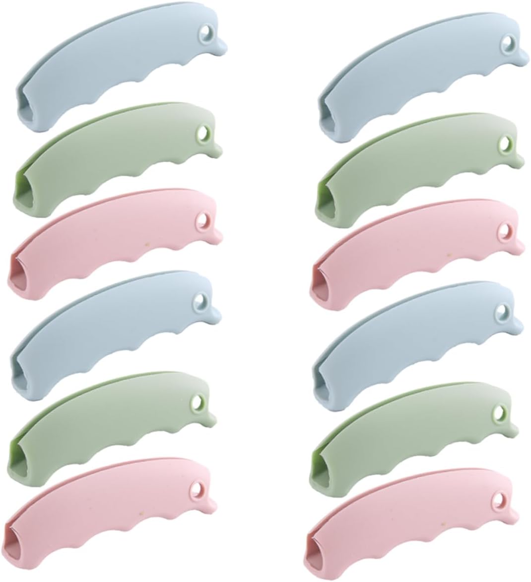 PRETYZOOM 12pcs Extra Tote Bag Silicone Handle Shopping Bag Reusable Kitchen Storage Labor-saving Grips