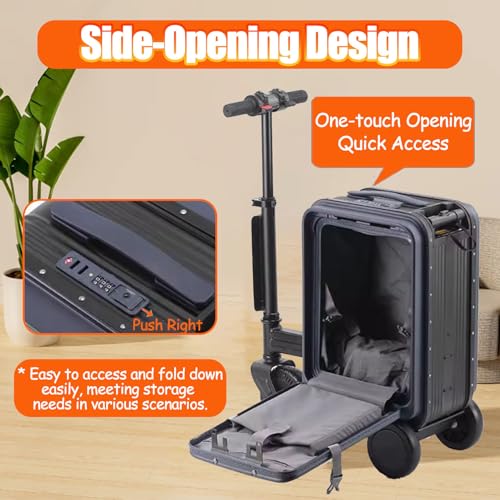 Image of Electric Rideable Smart Suitcase 20L Carry-On, Smart Riding Scooter Luggage for Adults, with Removable Battery, 110KG Load Capacity Yellow