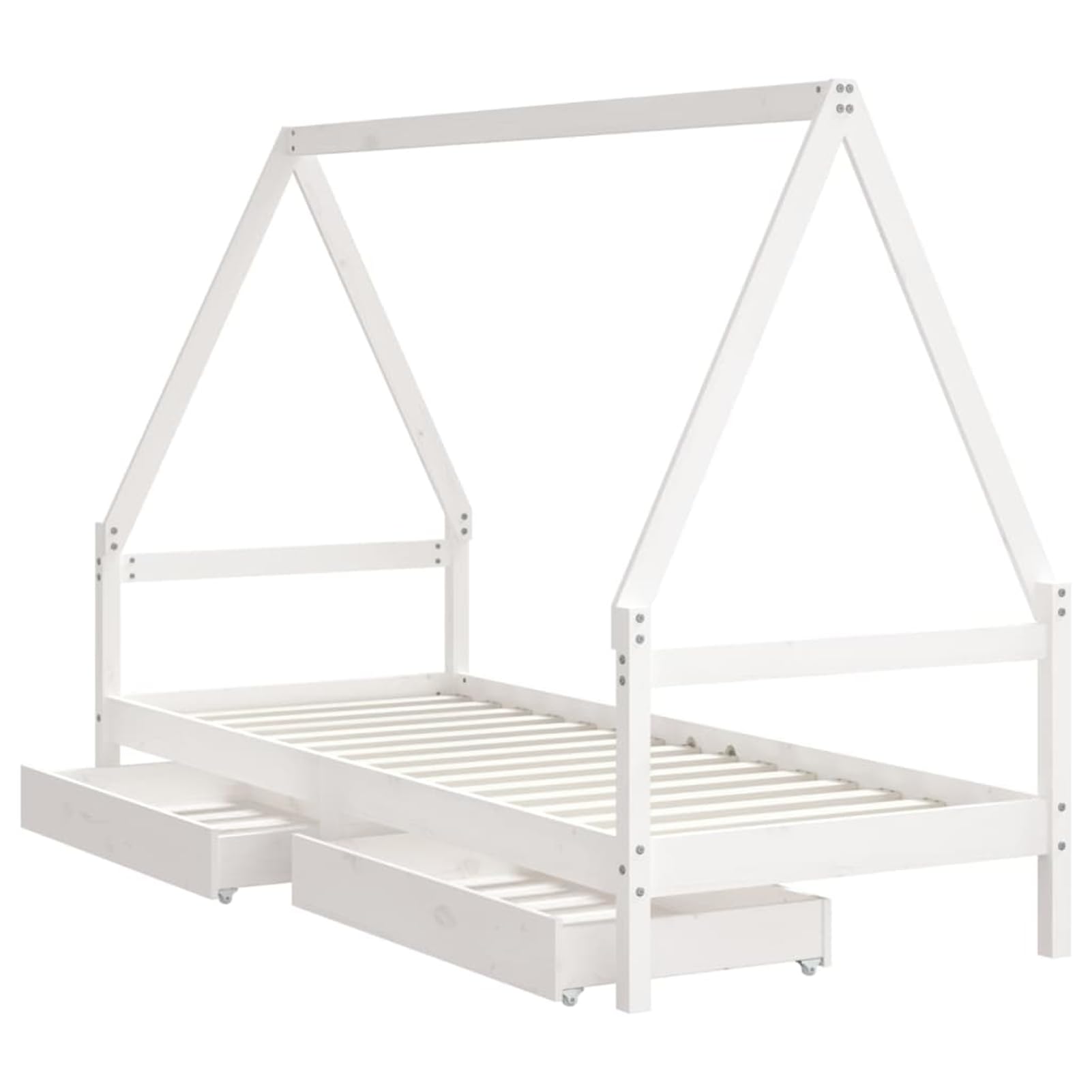 Rantry Holz-Kinderbett Hausform mit Schubladen, weiß, 205,5x85,5x143 cm, für Kinder ab 4 Jahren Model834466