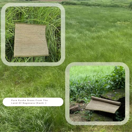 Image of SHYAMA KUSHA AASAN (Kusha Grass and Wool Aasan for Puja, Meditaion & Japa 60 * 60 CM With Cover) (GREEN)