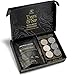 Whiskey Chilling Stones & Kentucky Bourbon Barrel Aged Coffee Gift Set - 6 Handcrafted Premium Granite Round Rocks & Hardwood Storage Tray - A Gourmet Tasting Discovery for Whiskey & Coffee Lovers!