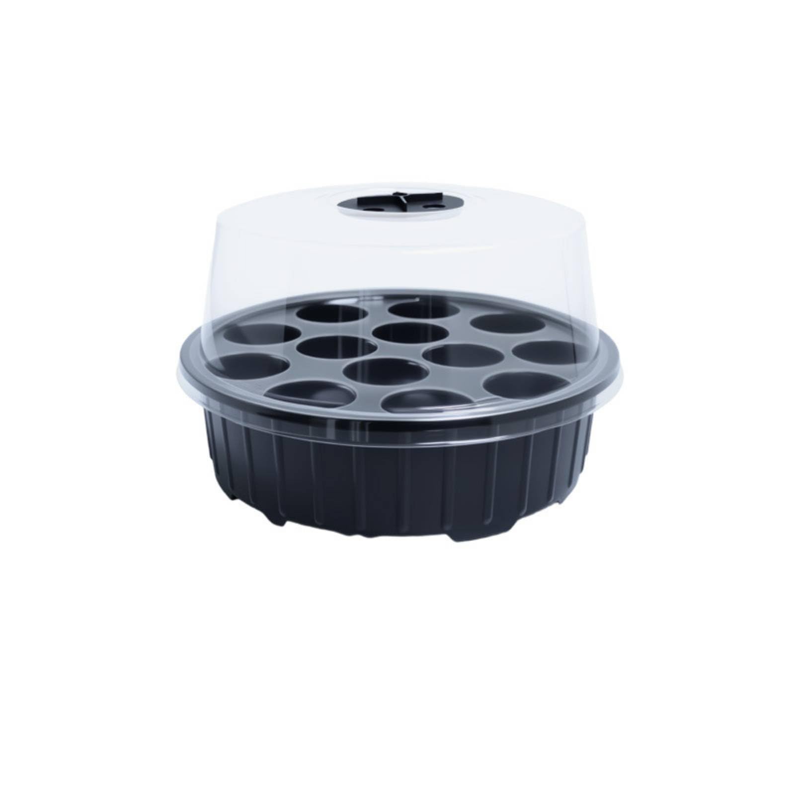 3 Pieces Moisture Retention 13-Cell Starter Kit Easy Monitoring Starter Kit Reusable Humidity Dome Tray Watertight Base for Balcony, Greenhouse, Nursery, Black | Home & Garden-image-47