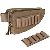 OneTigris Tactical Buttstock Shotgun Rifle Shell Holder Cheek Rest Pouch (Tan)